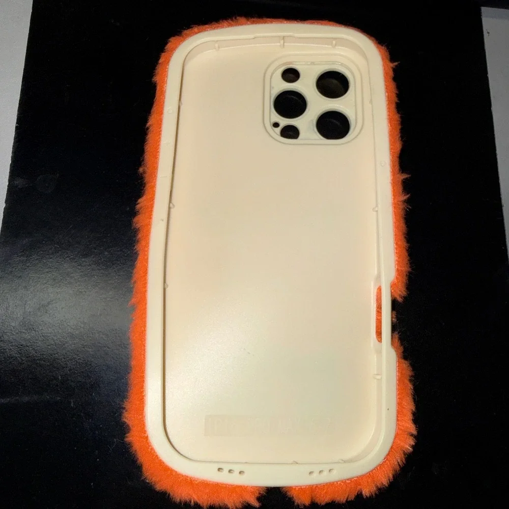 Phone Case iPhone 16 Pro Max Orange New Fuzzy Angry Face